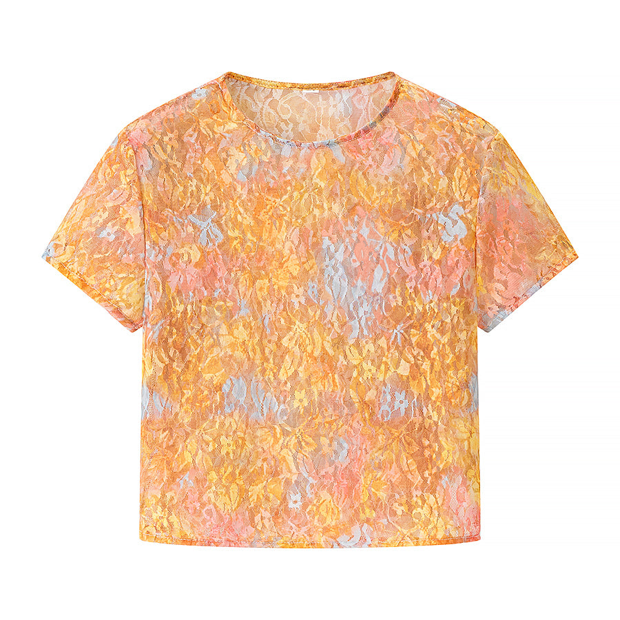 Printing Cropped Top Mid Length Skirt Set