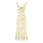 Summer Sexy V neck Flounce Chest Strap Small Floral Dress PullWind