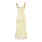 Summer Sexy V neck Flounce Chest Strap Small Floral Dress PullWind