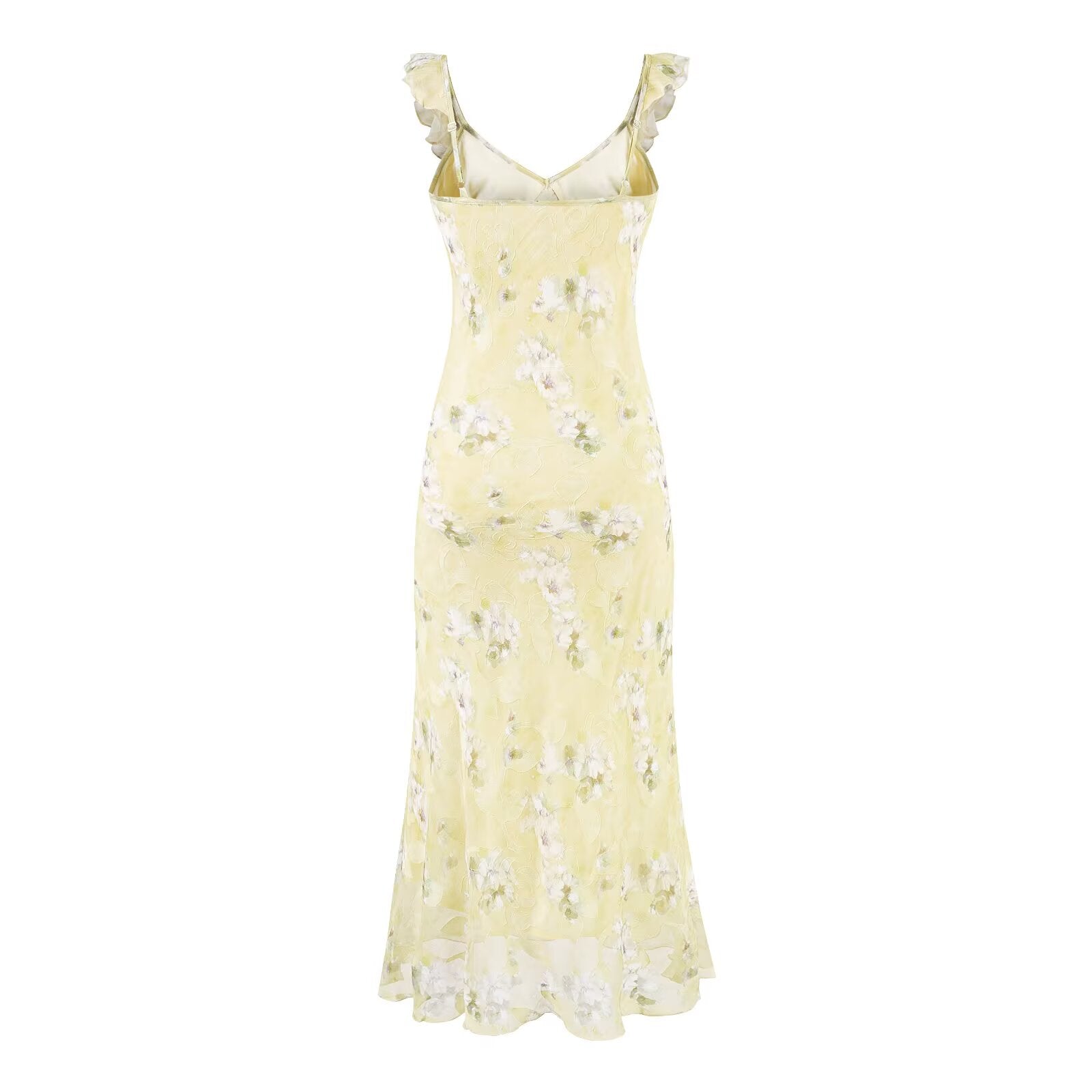 Summer Sexy V neck Flounce Chest Strap Small Floral Dress PullWind