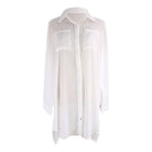 Woven Crepe Shirt Hidden Hook Beach Cover up Bikini Coat Shirt Swimsuit Cardigan Women EvenStar