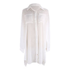 Woven Crepe Shirt Hidden Hook Beach Cover up Bikini Coat Shirt Swimsuit Cardigan Women EvenStar