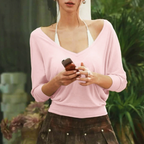 Blusa de verano con diseño de nicho para mujer, transparente, con control de cintura y mangas largas.