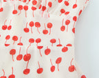 Spring Summer Sweet Printed Chic Wooden Ear Suspender French V neck Slim Short Dress OMI