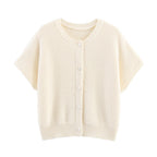 Fall Women Clothing Simple round Neck Fishnet Pin Waistcoat Knitted Vest Cardigan