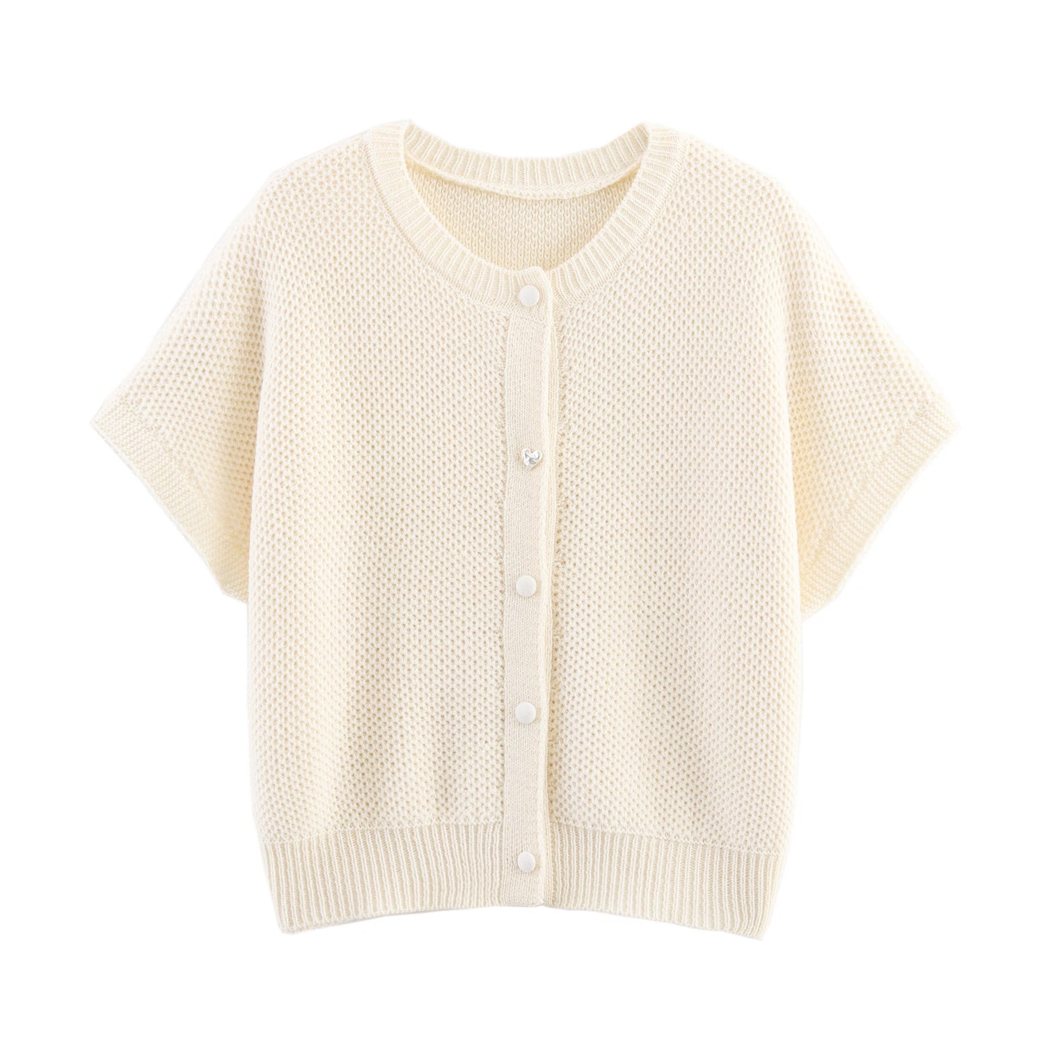 Vêtements d'automne pour femmes : gilet simple à col rond en résille avec épingles, cardigan tricoté