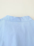 Summer Women Casual Loose round Neck Breasted Puff Sleeve Dress CHEN