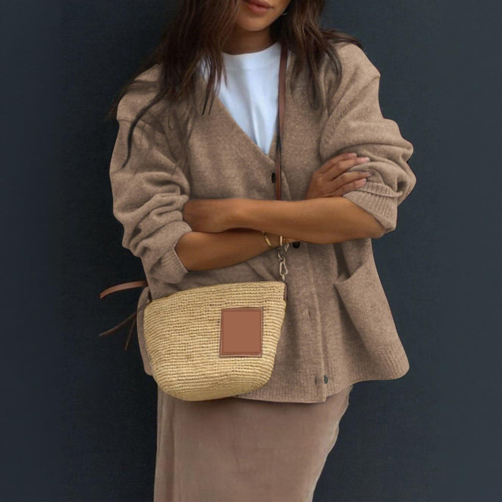 Manteau/pull minimaliste décontracté à manches longues pour femme