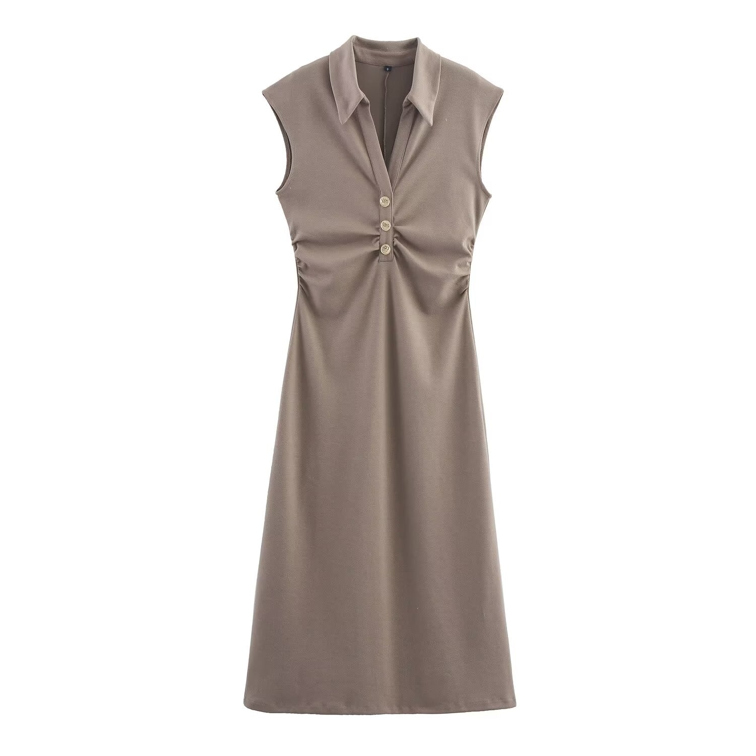 Women Clothing Summer Shirt Collar Midi Dress Howe