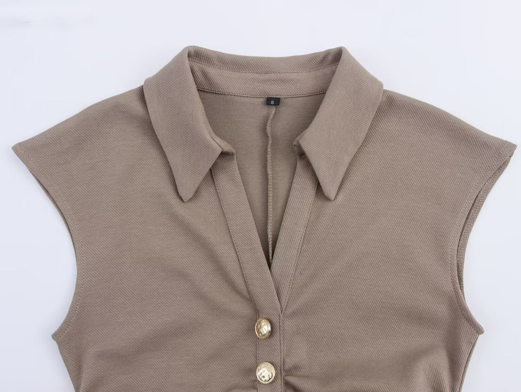 Women Clothing Summer Shirt Collar Midi Dress Howe