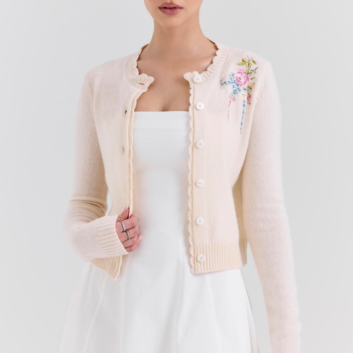 Women Clothing Autumn Exquisite Floral Embroidered Knitwear Sweater Top Coat TinkleBell