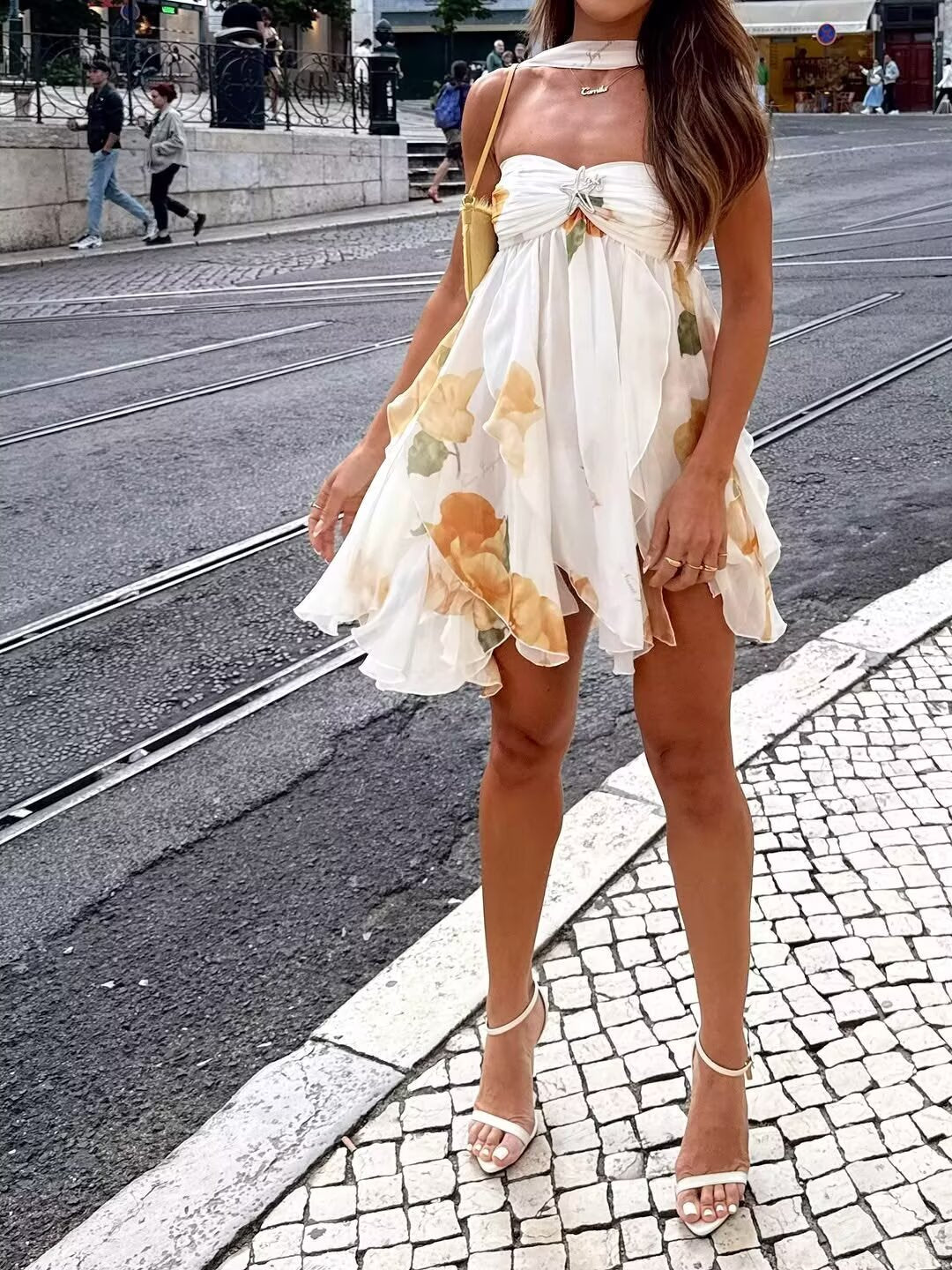 Robe de vacances imprimée, design français, pour femme