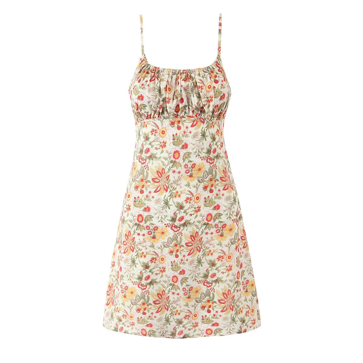 Summer French Romantic Sexy Sweet Floral Design Waist Slimming Sling Dress Aiostar