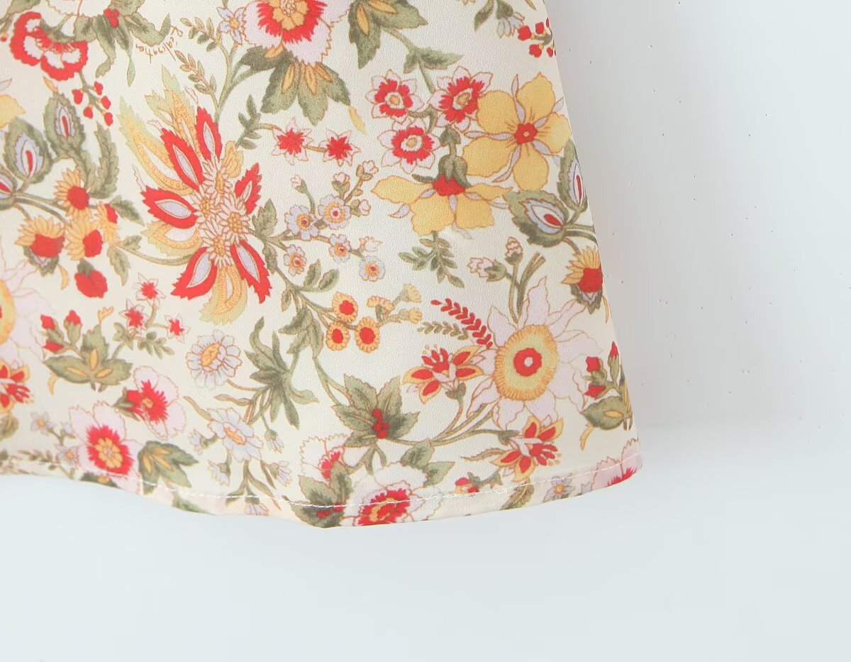 Summer French Romantic Sexy Sweet Floral Design Waist Slimming Sling Dress Aiostar