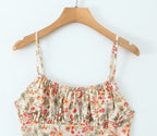 Summer French Romantic Sexy Sweet Floral Design Waist Slimming Sling Dress Aiostar