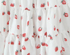Summer French Sweet Girl Casual Strawberry Printed Square Collar Puff Sleeve Waist Tight Dress Aiostar