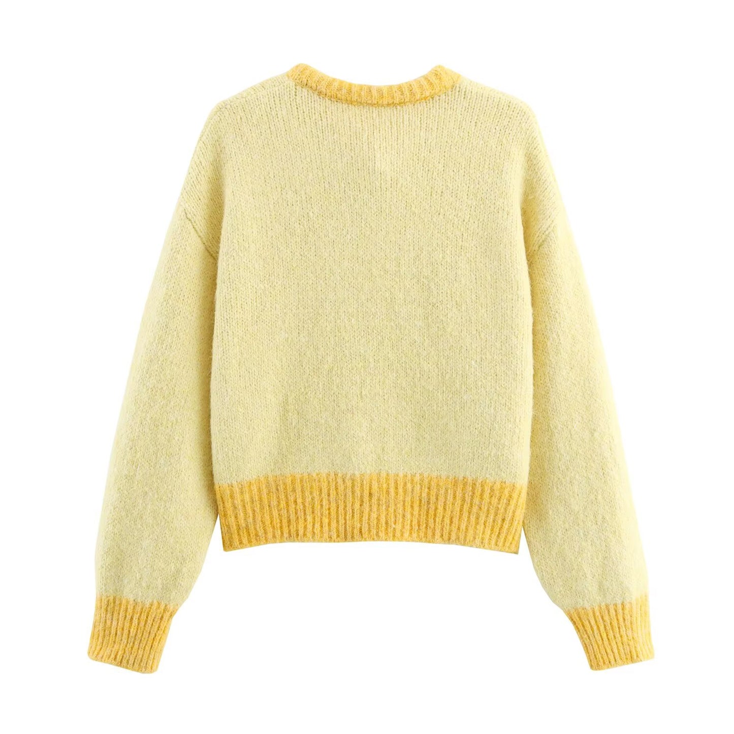 Women Clothing Fall round Neck Long Sleeve Bowknot Decorative Knitwear Coat