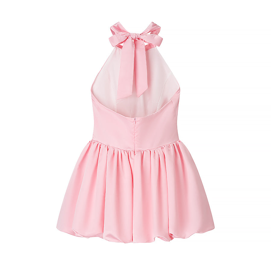 Vestido elegante con cintura ajustada y lazo para mujer