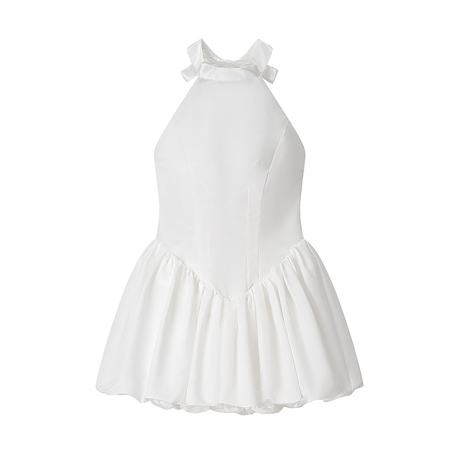 Vestido elegante con cintura ajustada y lazo para mujer