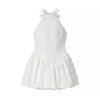 Vestido elegante con cintura ajustada y lazo para mujer