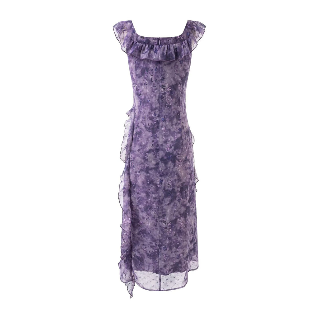 Summer Sexy Flying Sleeves Mesh Cinched Slimming Seaside Vacation Dress