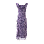 Summer Sexy Flying Sleeves Mesh Cinched Slimming Seaside Vacation Dress