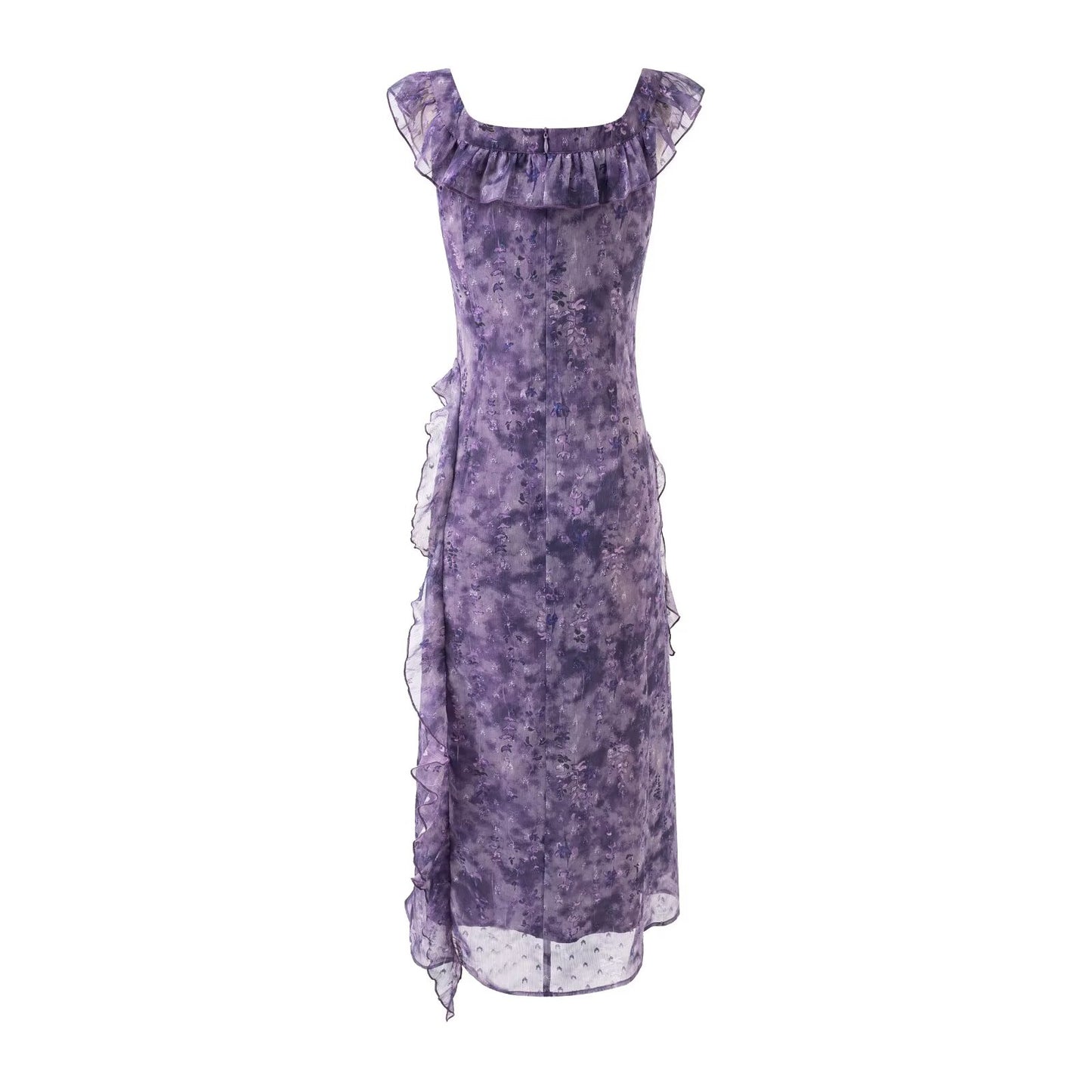 Summer Sexy Flying Sleeves Mesh Cinched Slimming Seaside Vacation Dress