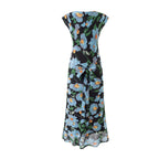Summer Printed V neck Bow Lace up Slim Fit Mid Length Dress PullWind