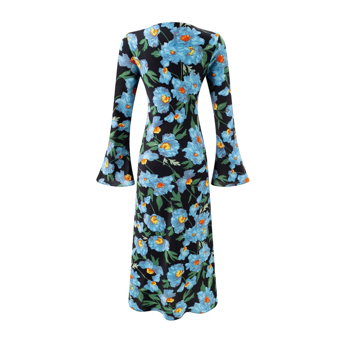Summer off Shoulder Micro Pull Long Sleeve Vacation Casual Printed Waist Controlled Dress PullWind