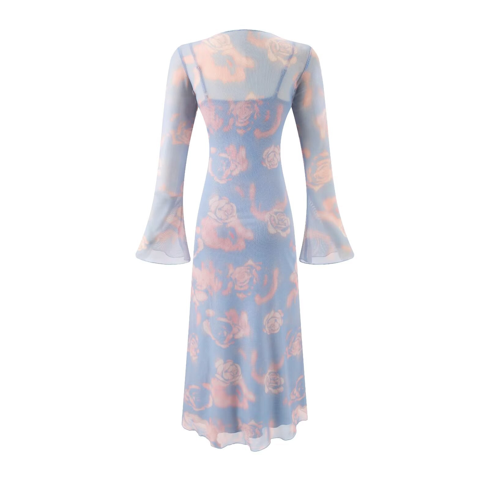 Summer Casual Sexy Micro Stretch Long Sleeve Waist Slimming Figure Dress PullWind