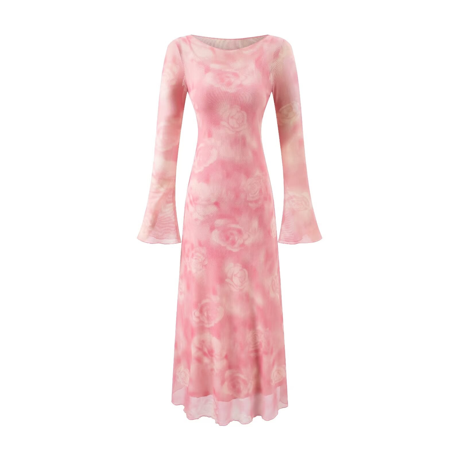 Summer Casual Sexy Micro Stretch Long Sleeve Waist Slimming Figure Dress PullWind