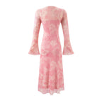 Summer Casual Sexy Micro Stretch Long Sleeve Waist Slimming Figure Dress PullWind