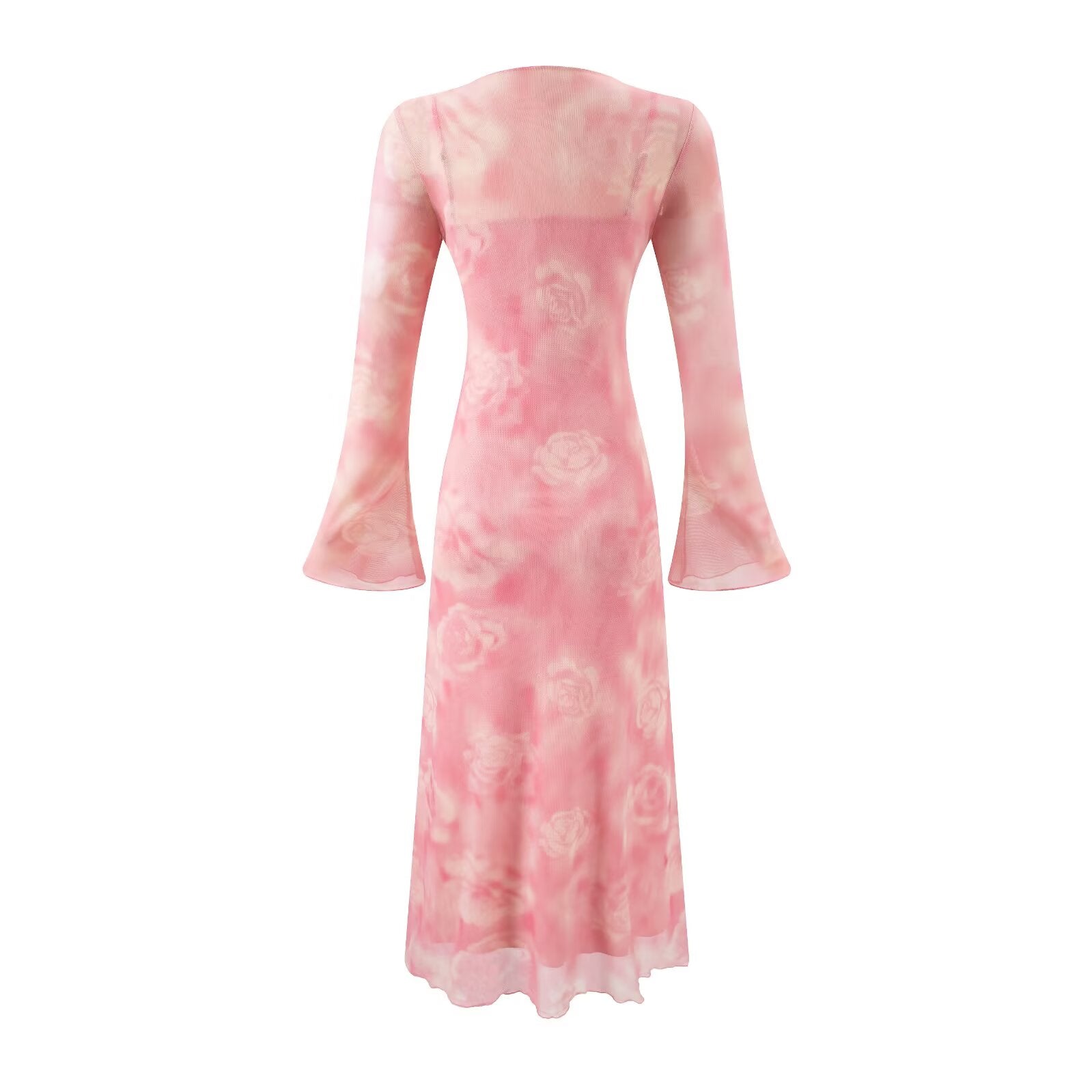 Summer Casual Sexy Micro Stretch Long Sleeve Waist Slimming Figure Dress PullWind