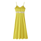 Women Clothing Summer Lace Sling Midi Dress CHEN