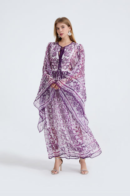Women Spring Autumn Loose A Line Long Sleeved Dress