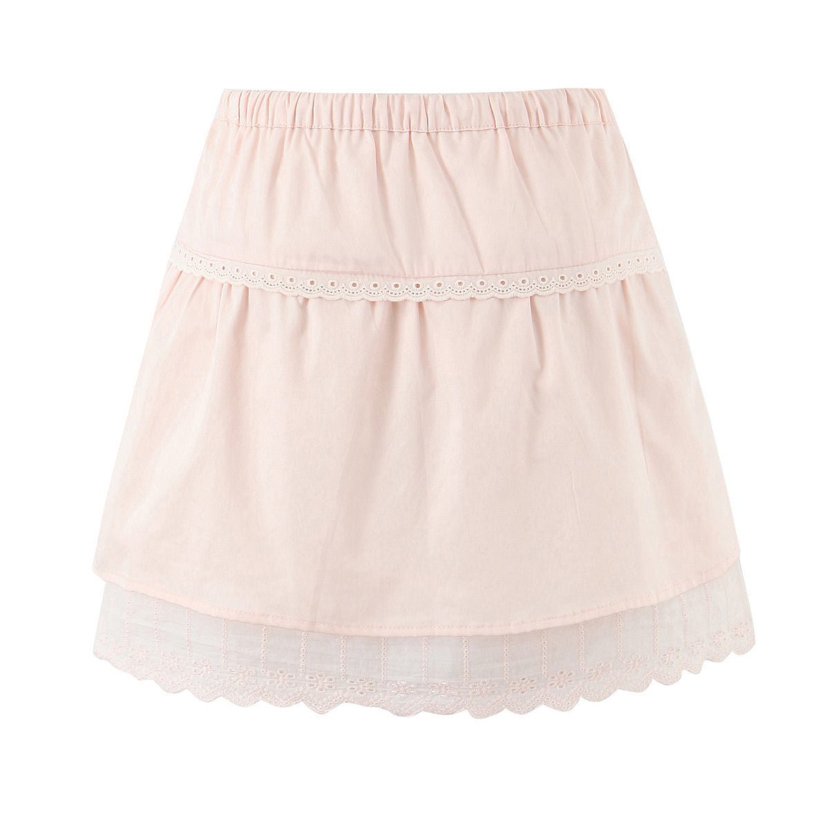 Ensemble jupe et haut à manches volantes en dentelle pour femme, taille haute et élastique.