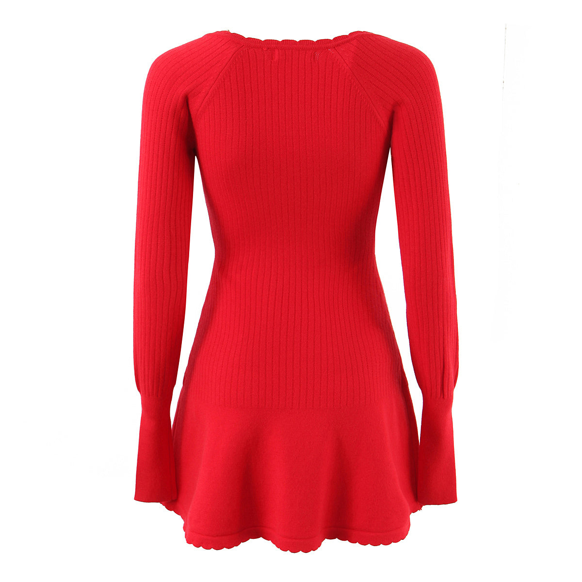 Fall French Wave Edge Chest Lace up Elegant Slim Fit Long Sleeve Knitted Dress TinkleBell