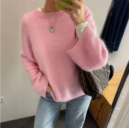 Suéteres de lana de manga larga de color liso para mujer, ropa de otoño e invierno