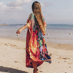Quick Drying Silky Marbling Robe Vacation Loose Beach Maxi Dress Bikini Swimsuit Blouse EvenStar