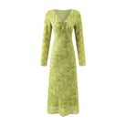 Summer Wind Women Long Sleeve V neck Printed Dress PullWind