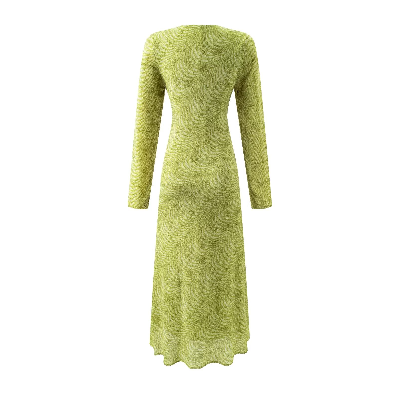 Summer Wind Women Long Sleeve V neck Printed Dress PullWind