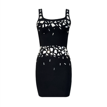 Sexy Sleeveless Lens Diamond Short Evening Dress Party Gathering Stretch Bandage One Piece Dress