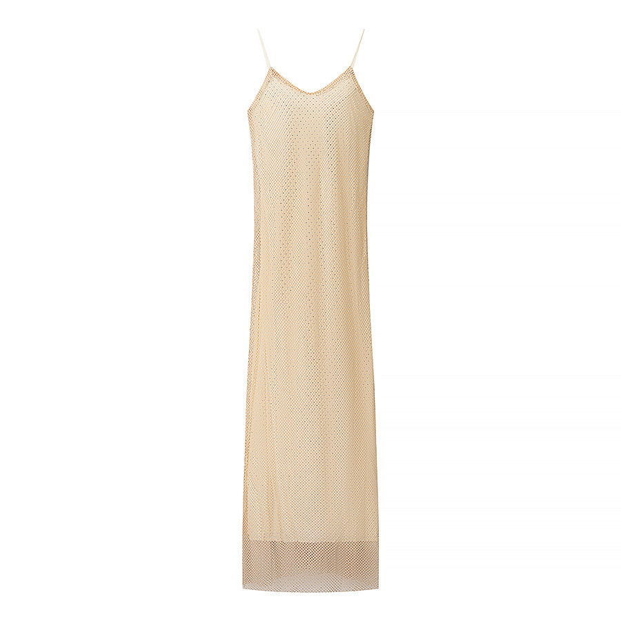 Women Clothing Bright Diamond Decoration Slim Slip Dress Sexy Feminine Dress JiaJia