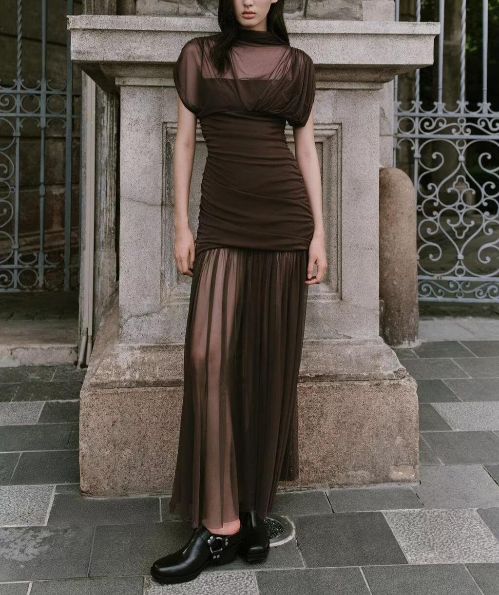 Summer Floral Ribbon Silk Net Stitching Dress