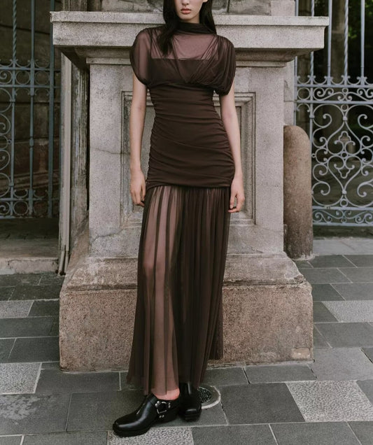 Summer Floral Ribbon Silk Net Stitching Dress