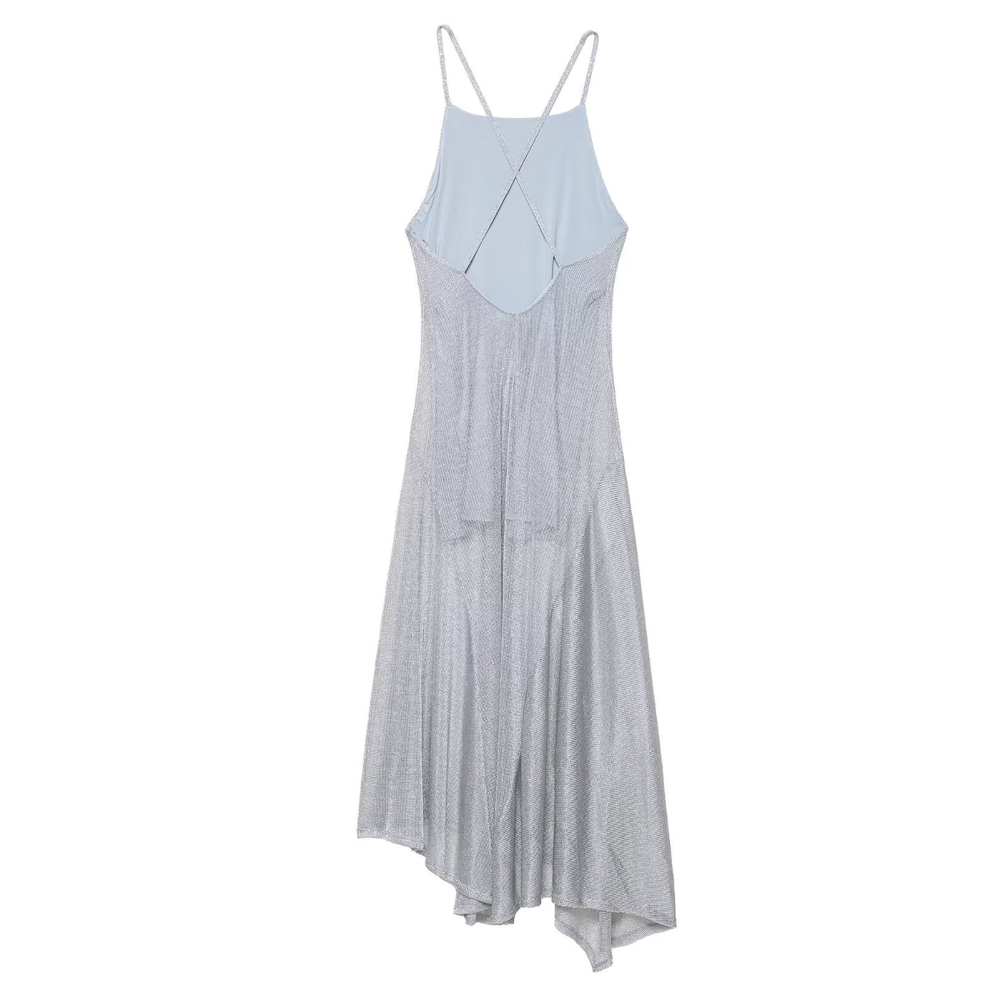 Women Wear Metal Color Thread Midi Dress Sling Dress