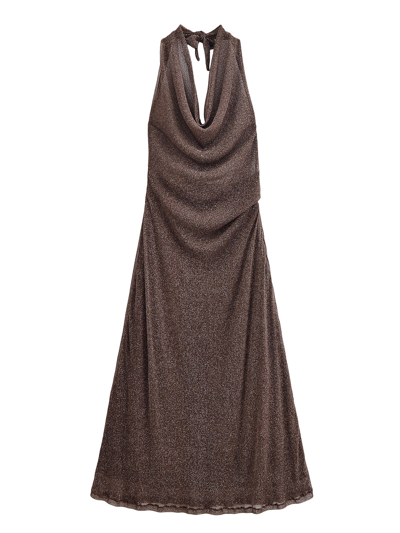 Vestido metalizado sin espalda de otoño para mujer