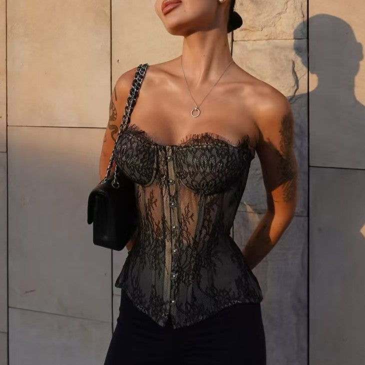Sexy Blogger Lace Sexy Slim Fit Waist Girdling Band Tube Top TinkleBell