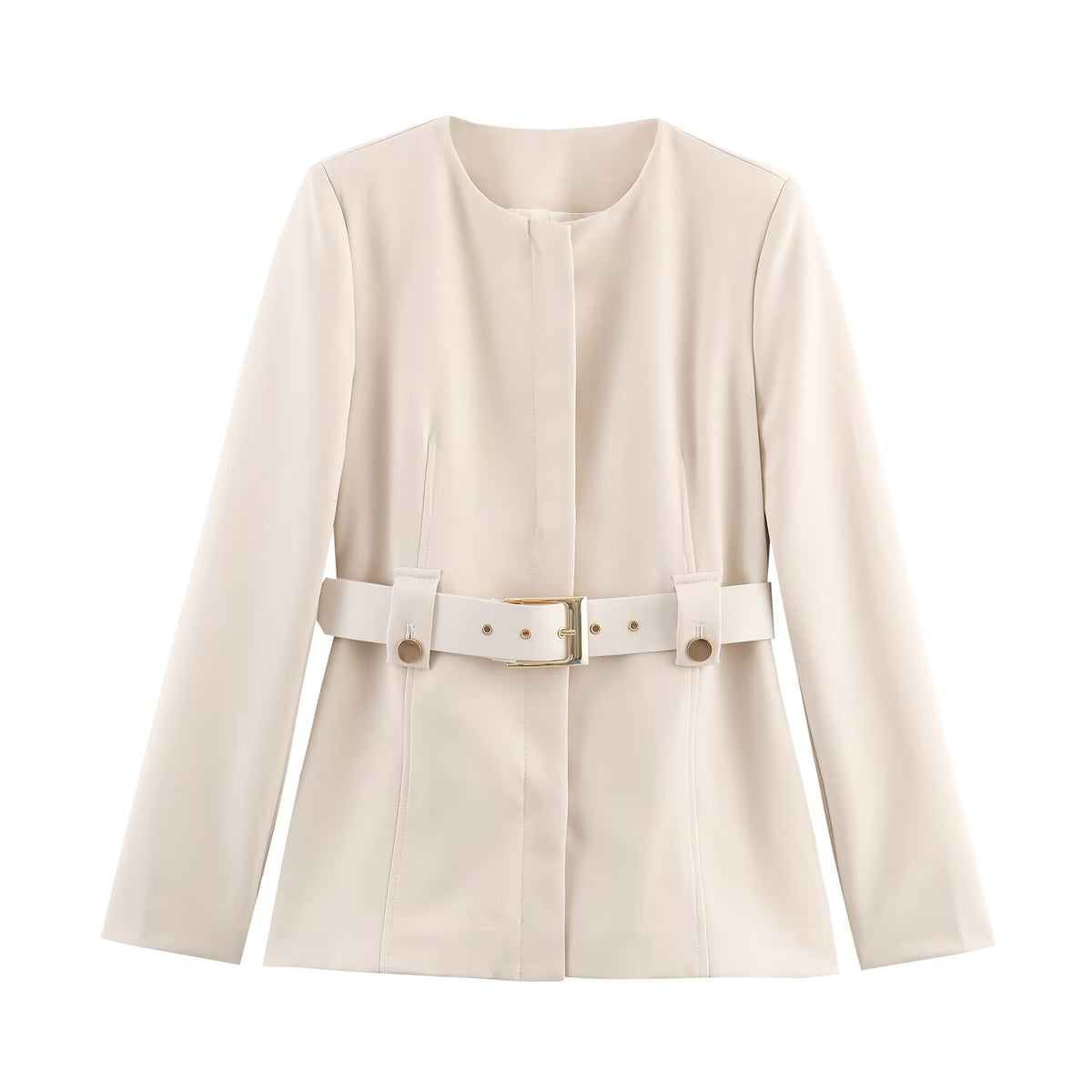 Women Clothing Fashionable Slim Fit Belt Blazer Bell Bottom Pants Sets SenDa