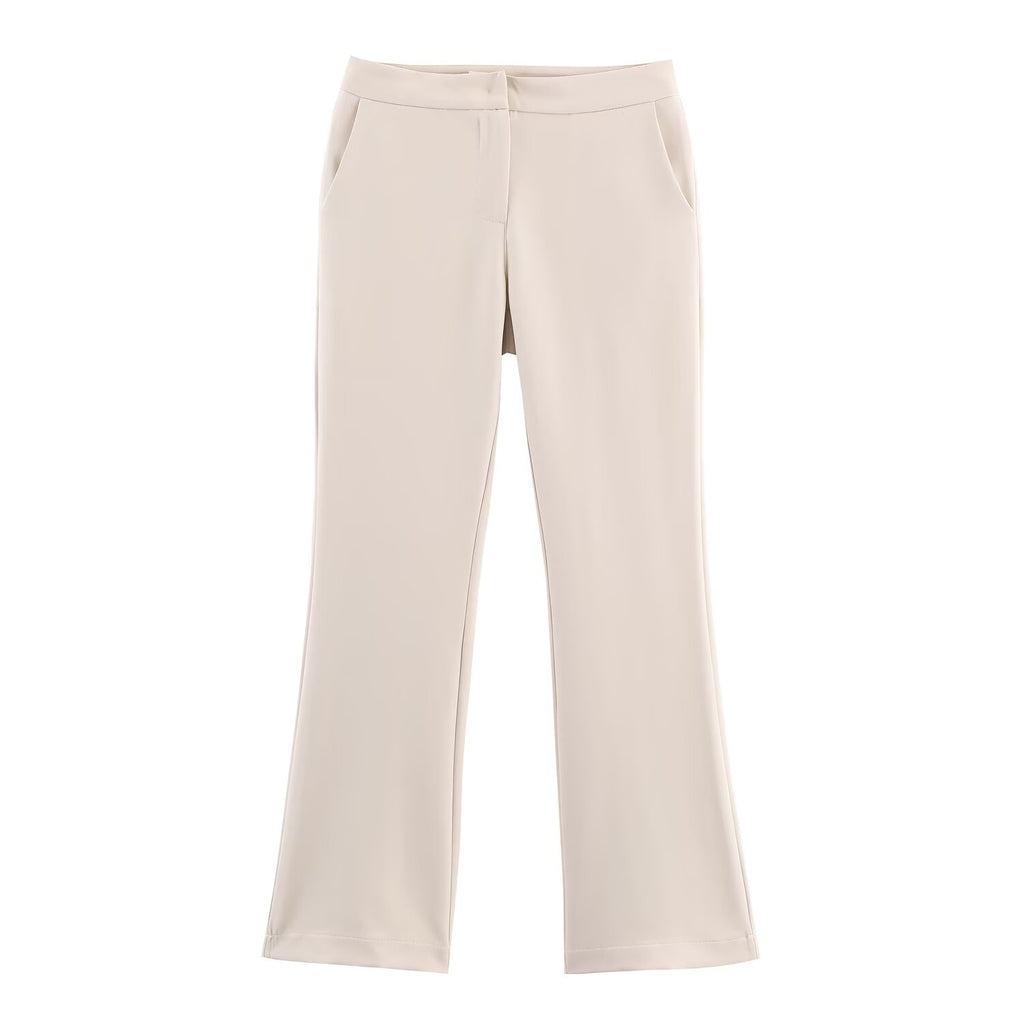 Women Clothing Fashionable Slim Fit Belt Blazer Bell Bottom Pants Sets SenDa